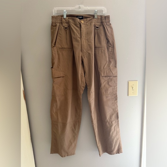 CQR Tactical Pants Mens SZ 34W/32L Coyote Ripstop Cargo Uniform Pockets Workwear - Picture 1 of 9